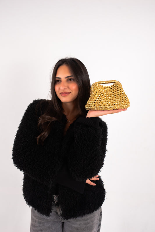Metallic Bubbly Clutch Gold Medium