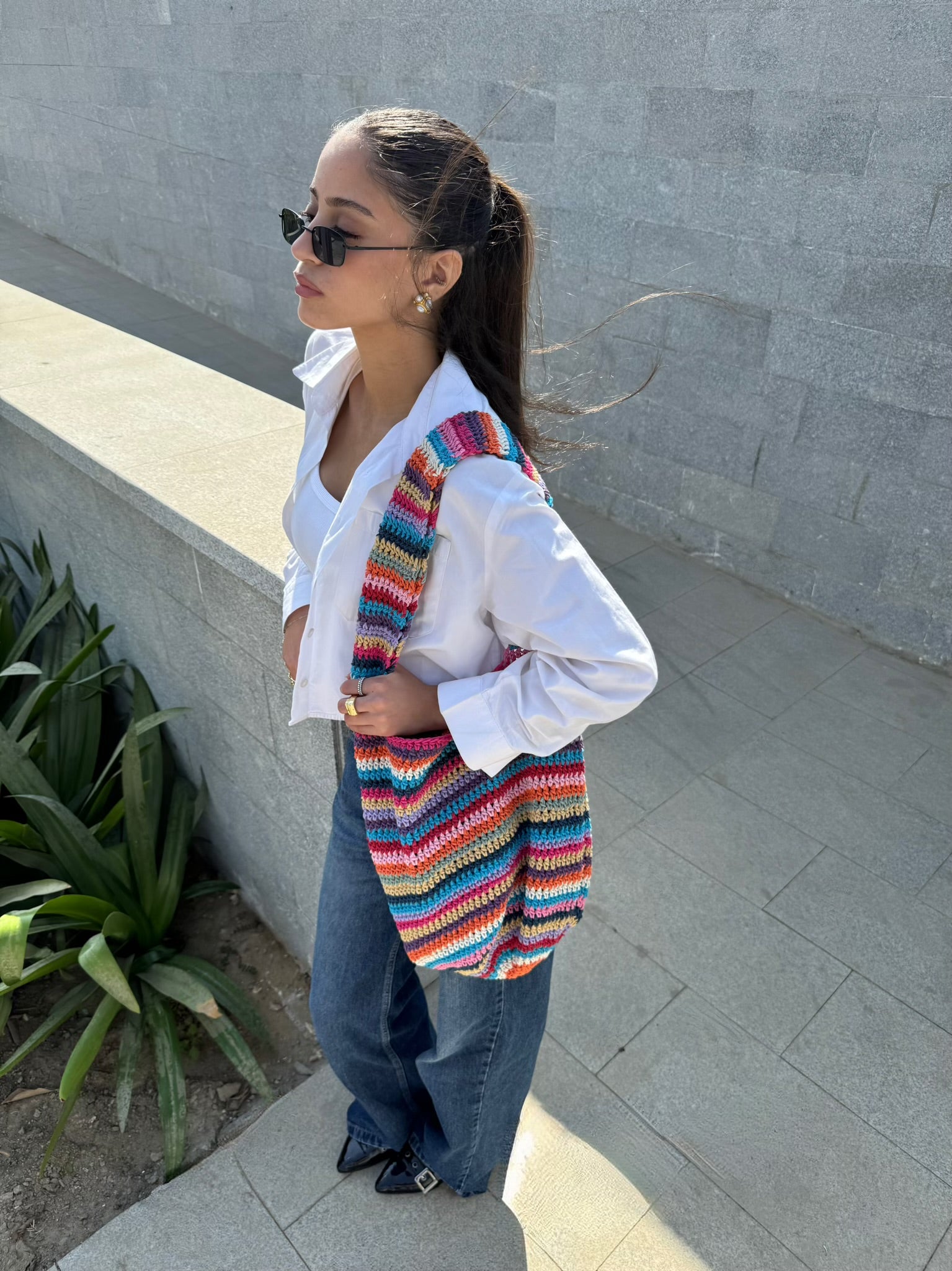Bucket Bag BrownXWhite