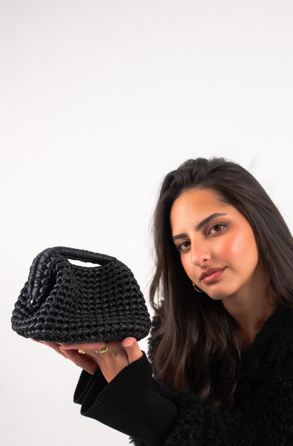 Metallic Bubbly Clutch Black Small