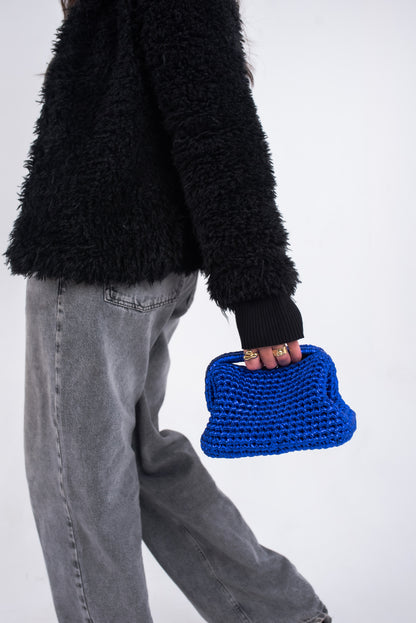 Metallic Bubbly Clutch Silver Large