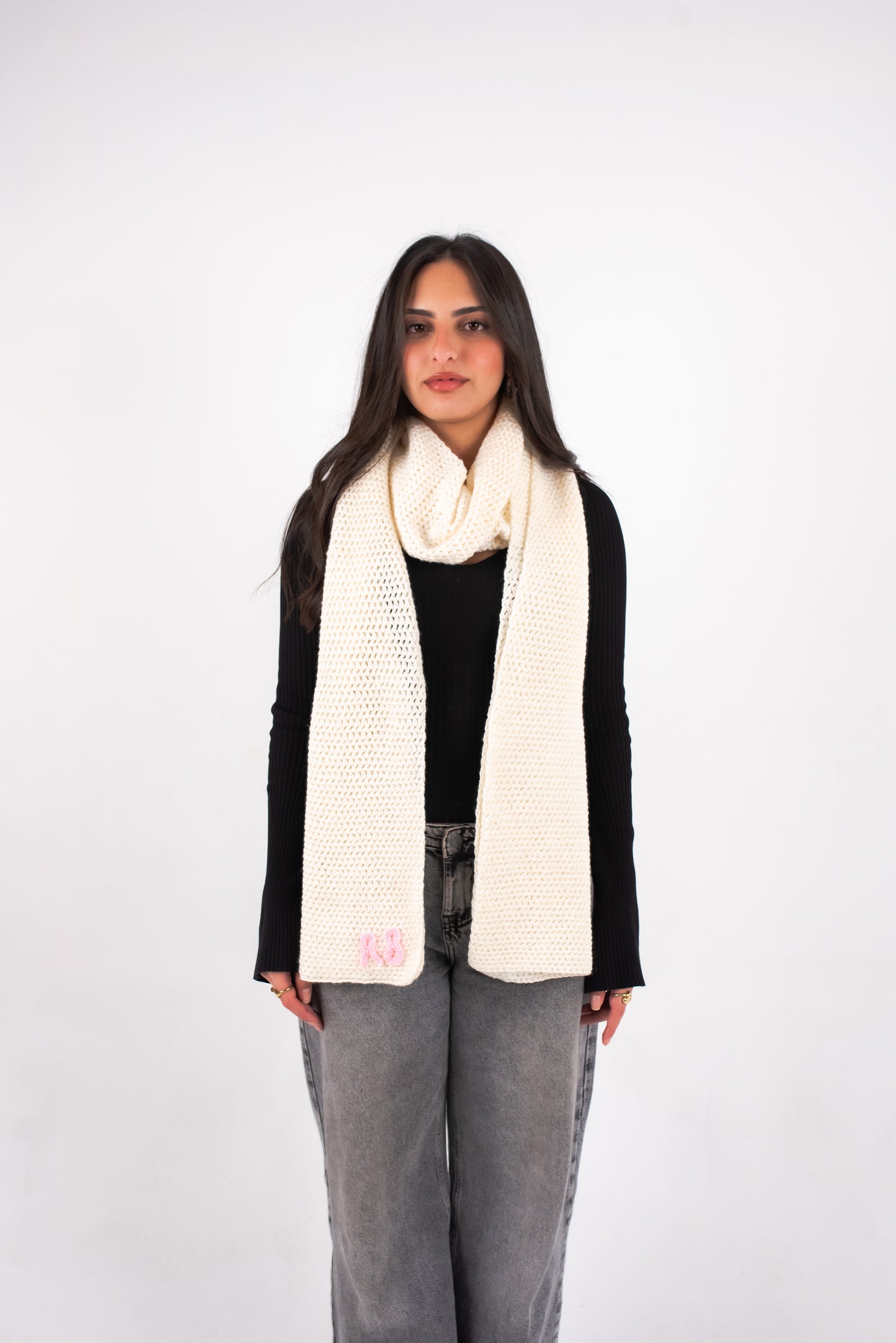 White/Black Scarf - Black